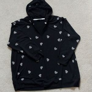 Women's hooded v-neck light weight long sleeve sweatshirt